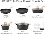 CAROTE 14 Pcs Pots and Pans Set Nonstick,Cookware Set Kitchen Cooking Set with Utensil and Pan Protectors - Grand Goldman
