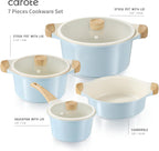 CAROTE 21Pcs Pots and Pans Set, Nonstick Cookware Sets, White Granite Induction Cookware Non Stick Cooking Set w/Frying Pans & Saucepans(PFOS, PFOA Free) - Grand Goldman