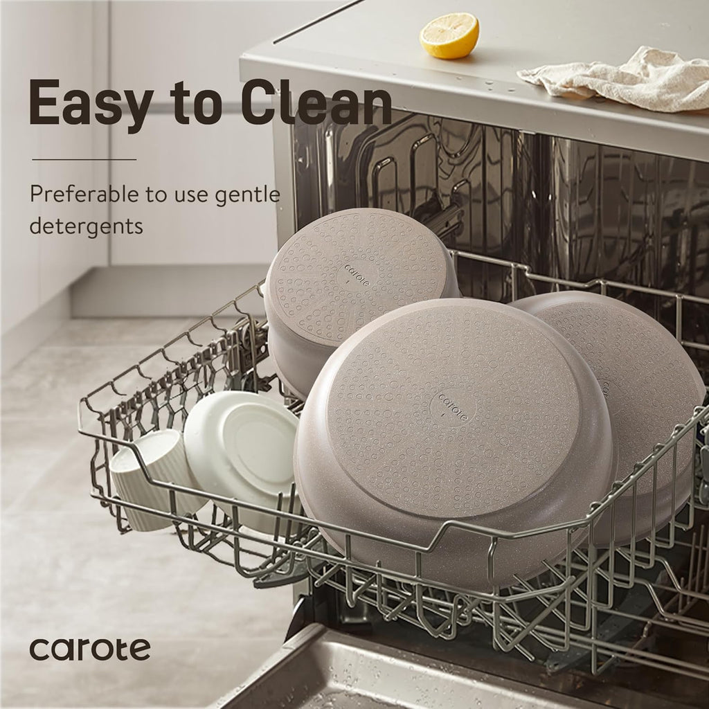 CAROTE Pots and Pans Set, Nonstick Cookware Set Detachable Handle, 11pcs Kitchen Cookware Sets Non Stick with Removable Handle, Induction RV Cookware Set, Oven Safe, Taupe - Grand Goldman