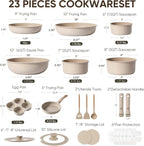 CAROTE Pots and Pans Set, Nonstick Cookware Set Detachable Handle, 11pcs Kitchen Cookware Sets Non Stick with Removable Handle, Induction RV Cookware Set, Oven Safe, Taupe - Grand Goldman