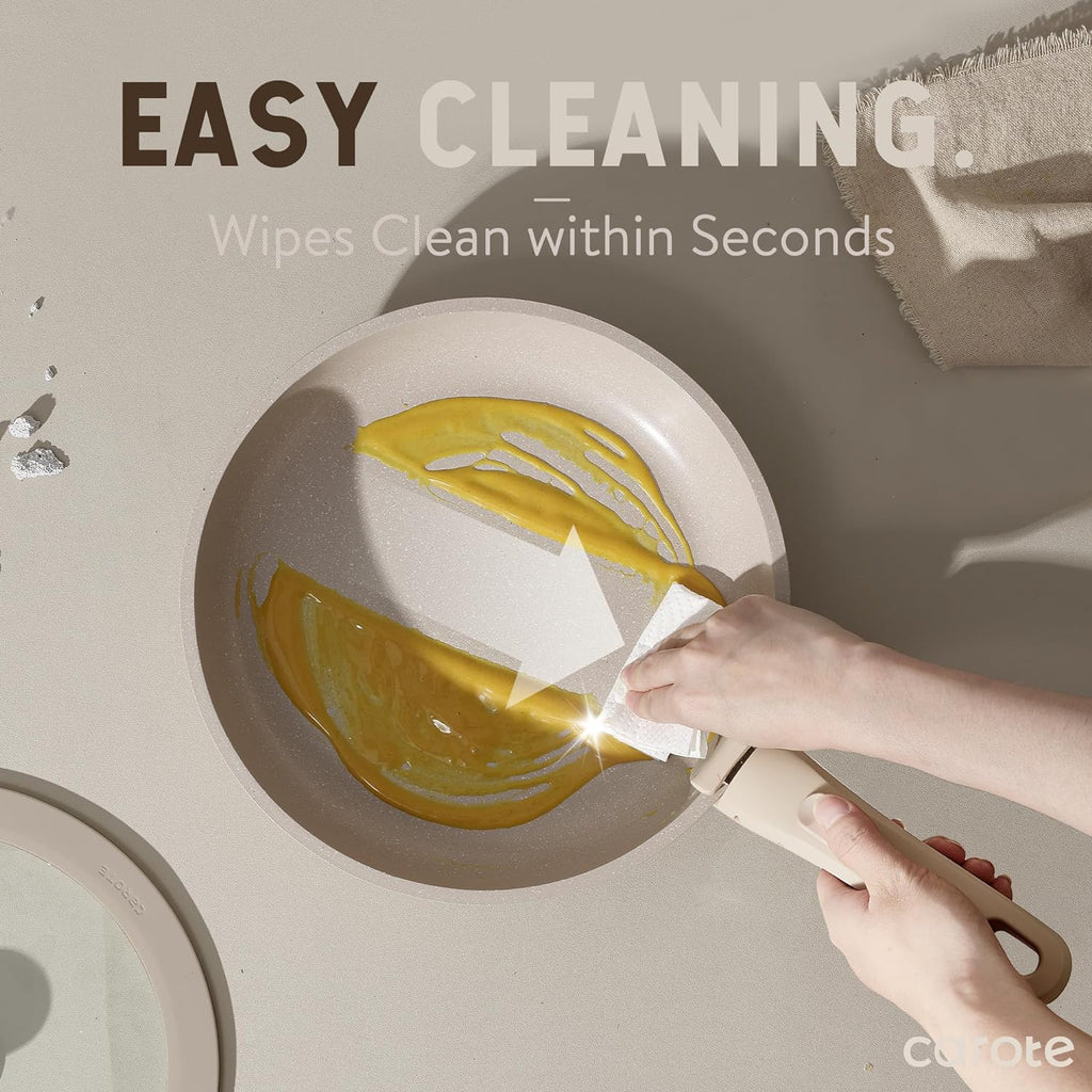 CAROTE Pots and Pans Set, Nonstick Cookware Set Detachable Handle, 11pcs Kitchen Cookware Sets Non Stick with Removable Handle, Induction RV Cookware Set, Oven Safe, Taupe - Grand Goldman