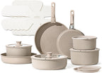 CAROTE Pots and Pans Set, Nonstick Cookware Set Detachable Handle, 11pcs Kitchen Cookware Sets Non Stick with Removable Handle, Induction RV Cookware Set, Oven Safe, Taupe - Grand Goldman