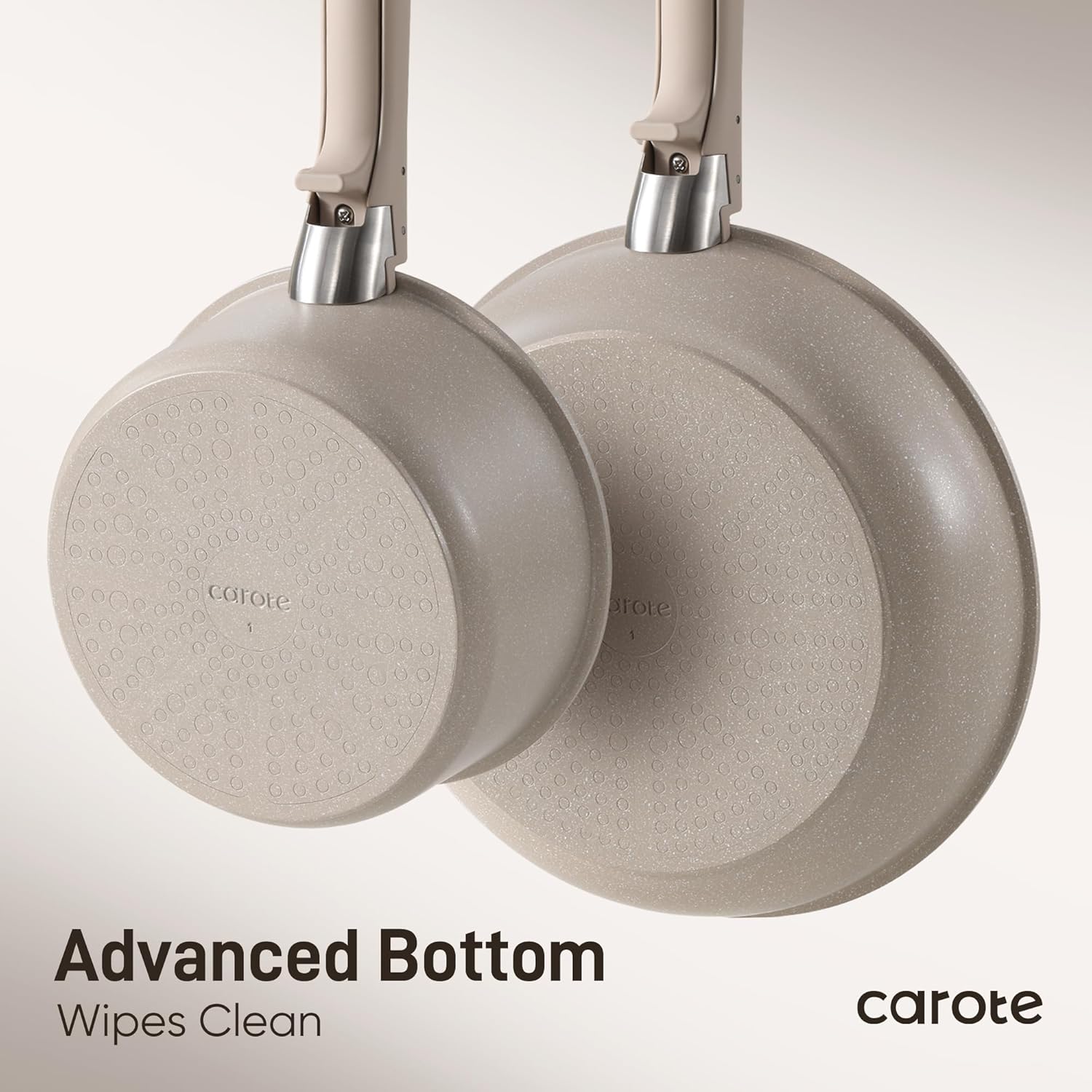 CAROTE Pots and Pans Set, Nonstick Cookware Set Detachable Handle, 11pcs Kitchen Cookware Sets Non Stick with Removable Handle, Induction RV Cookware Set, Oven Safe, Taupe - Grand Goldman