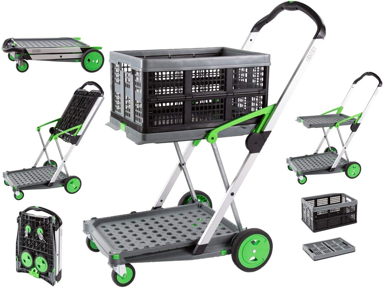 CARTER The Original | Made in Germany | Multi use Functional Collapsible carts | Mobile Folding Trolley | Shopping cart with Storage Crate | Platform Truck (Green) - Grand Goldman