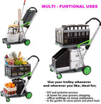 CARTER The Original | Made in Germany | Multi use Functional Collapsible carts | Mobile Folding Trolley | Shopping cart with Storage Crate | Platform Truck (Green) - Grand Goldman
