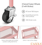 CAXXA 3-Tier Rolling Metal Storage Organizer - Mobile Utility Cart Kitchen Cart with Caster Wheels, White - Grand Goldman