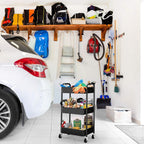 CAXXA 3-Tier Rolling Metal Storage Organizer - Mobile Utility Cart Kitchen Cart with Caster Wheels, White - Grand Goldman