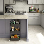 CAXXA 3-Tier Rolling Metal Storage Organizer - Mobile Utility Cart Kitchen Cart with Caster Wheels, White - Grand Goldman