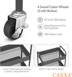 CAXXA 3-Tier Rolling Metal Storage Organizer - Mobile Utility Cart Kitchen Cart with Caster Wheels, White - Grand Goldman