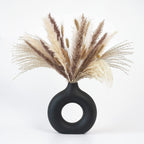 CEMABT Black Donut Vase Hollow Ceramic Vase for Flowers Handmade Minimalist Boho ins Style Modern Home Decor for Wedding Dinner Table Party Living Room Office Bedroom（M - Grand Goldman