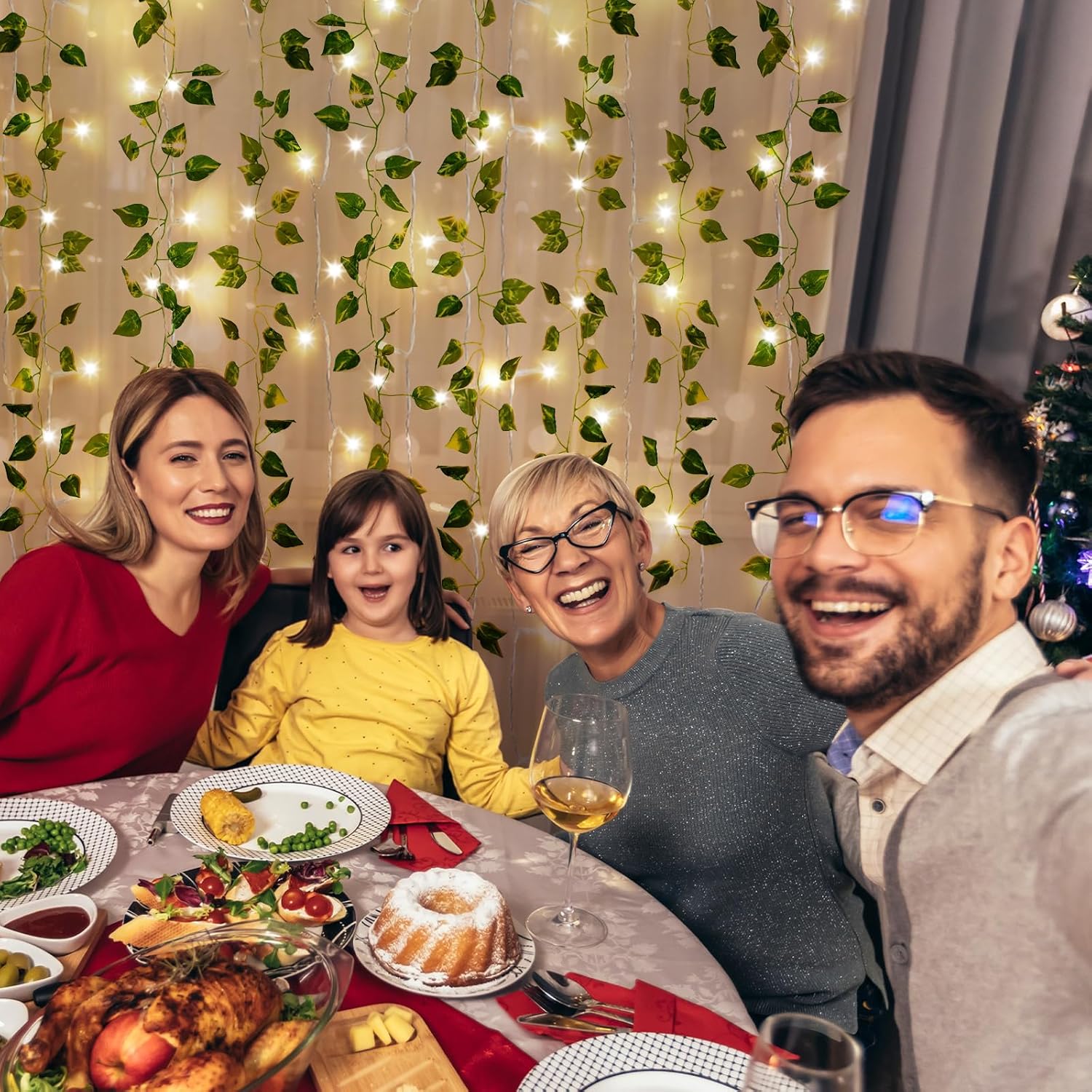 CEWOR 24 Pack 173ft Artificial Ivy Greenery Garland, Fake Vines Hanging Plants Backdrop for Room Bedroom Wall Decor, Green Leaves for Jungle Theme Party Wedding Decoration - Grand Goldman