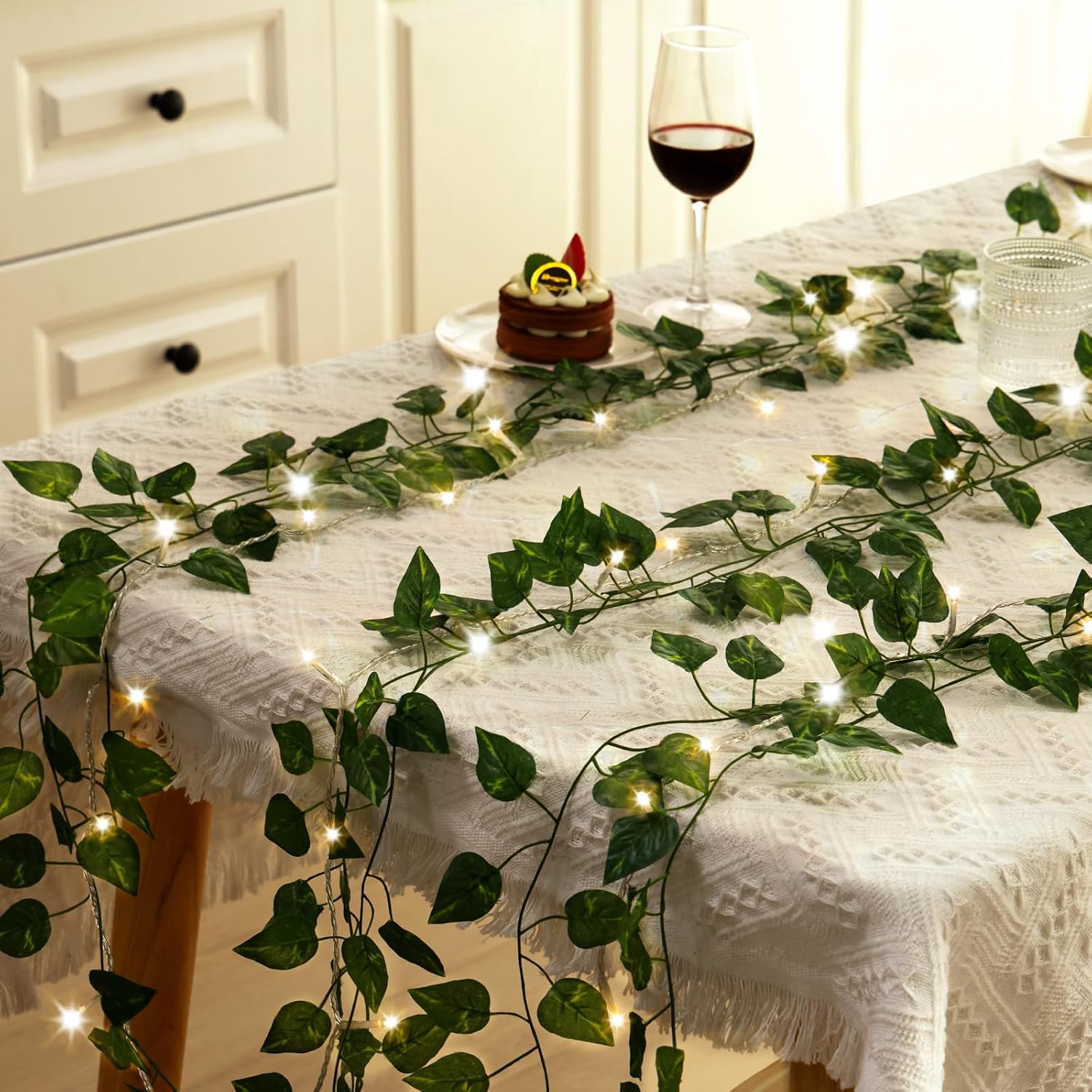 CEWOR 24 Pack 173ft Artificial Ivy Greenery Garland, Fake Vines Hanging Plants Backdrop for Room Bedroom Wall Decor, Green Leaves for Jungle Theme Party Wedding Decoration - Grand Goldman