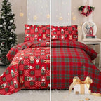 CHESITY King Christmas Bedding Christmas Deer Bedding Sets Reindeer Quilt Holiday Christmas Bedspread Blanket Coverlet Comforter Set for Winter Snowflakes Lantern Pattern (96"x108") - Grand Goldman
