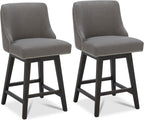 CHITA Counter Height Swivel Barstools, FSC Certified 26" H Seat Height Upholstered Bar Stools Set of 2, Faux Leather in Creamy Grey - Grand Goldman
