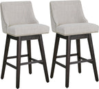 CHITA Counter Height Swivel Barstools, FSC Certified 26" H Seat Height Upholstered Bar Stools Set of 2, Faux Leather in Creamy Grey - Grand Goldman