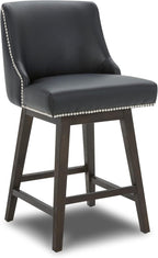 CHITA Counter Height Swivel Barstools, FSC Certified 26" H Seat Height Upholstered Bar Stools Set of 2, Faux Leather in Creamy Grey - Grand Goldman