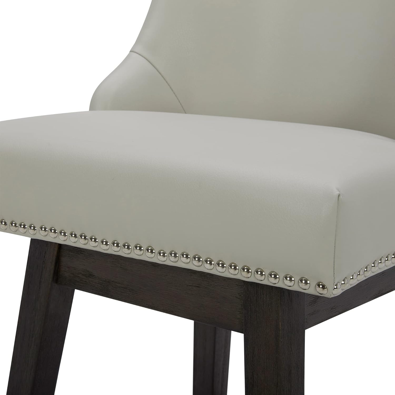 CHITA Counter Height Swivel Barstools, FSC Certified 26" H Seat Height Upholstered Bar Stools Set of 2, Faux Leather in Creamy Grey - Grand Goldman