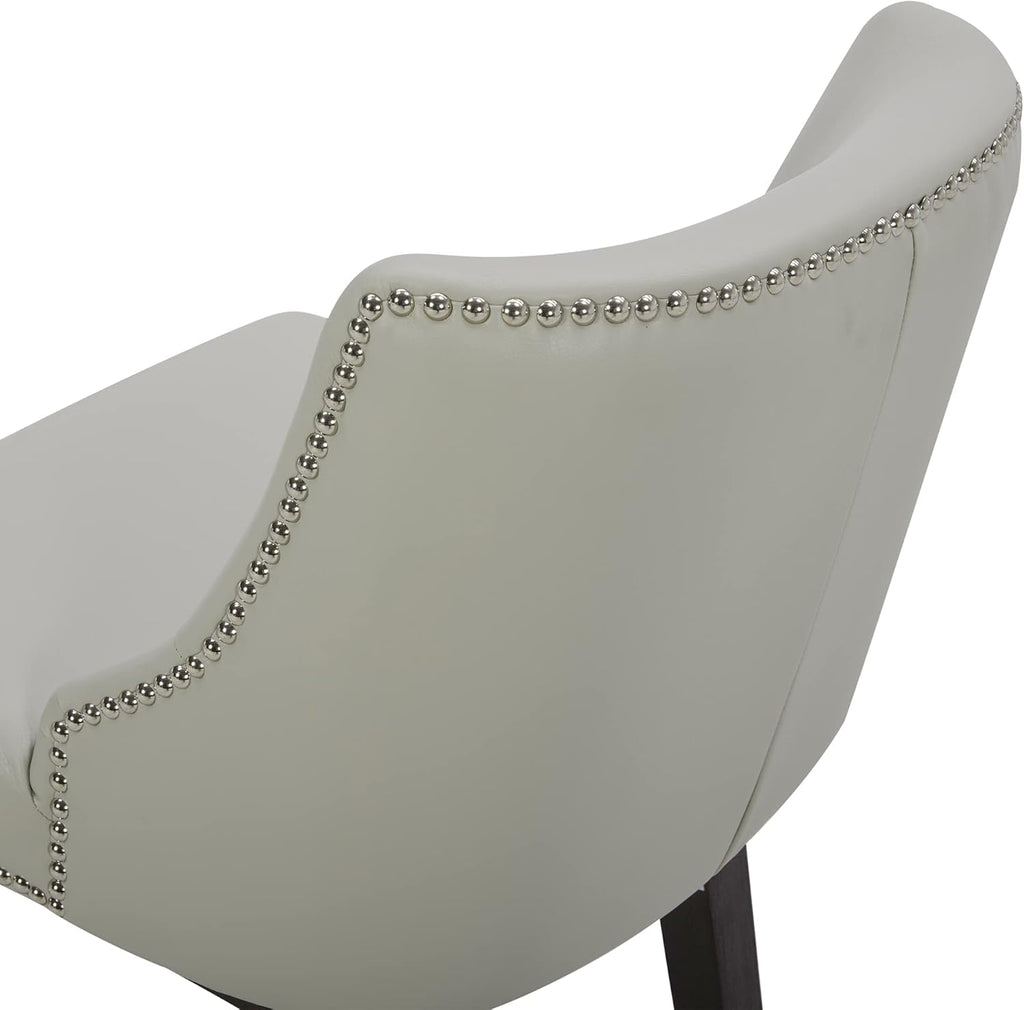 CHITA Counter Height Swivel Barstools, FSC Certified 26" H Seat Height Upholstered Bar Stools Set of 2, Faux Leather in Creamy Grey - Grand Goldman