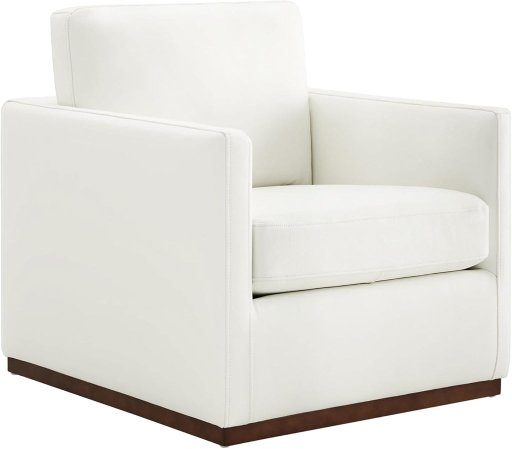 CHITA Genuine Leather Swivel Accent Chair, FSC Certified Mid Century Modern Arm Chair for Living Room and Bedroom, Saddle - Grand Goldman