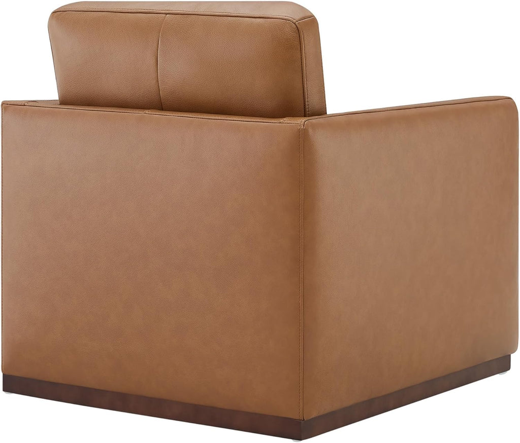 CHITA Genuine Leather Swivel Accent Chair, FSC Certified Mid Century Modern Arm Chair for Living Room and Bedroom, Saddle - Grand Goldman