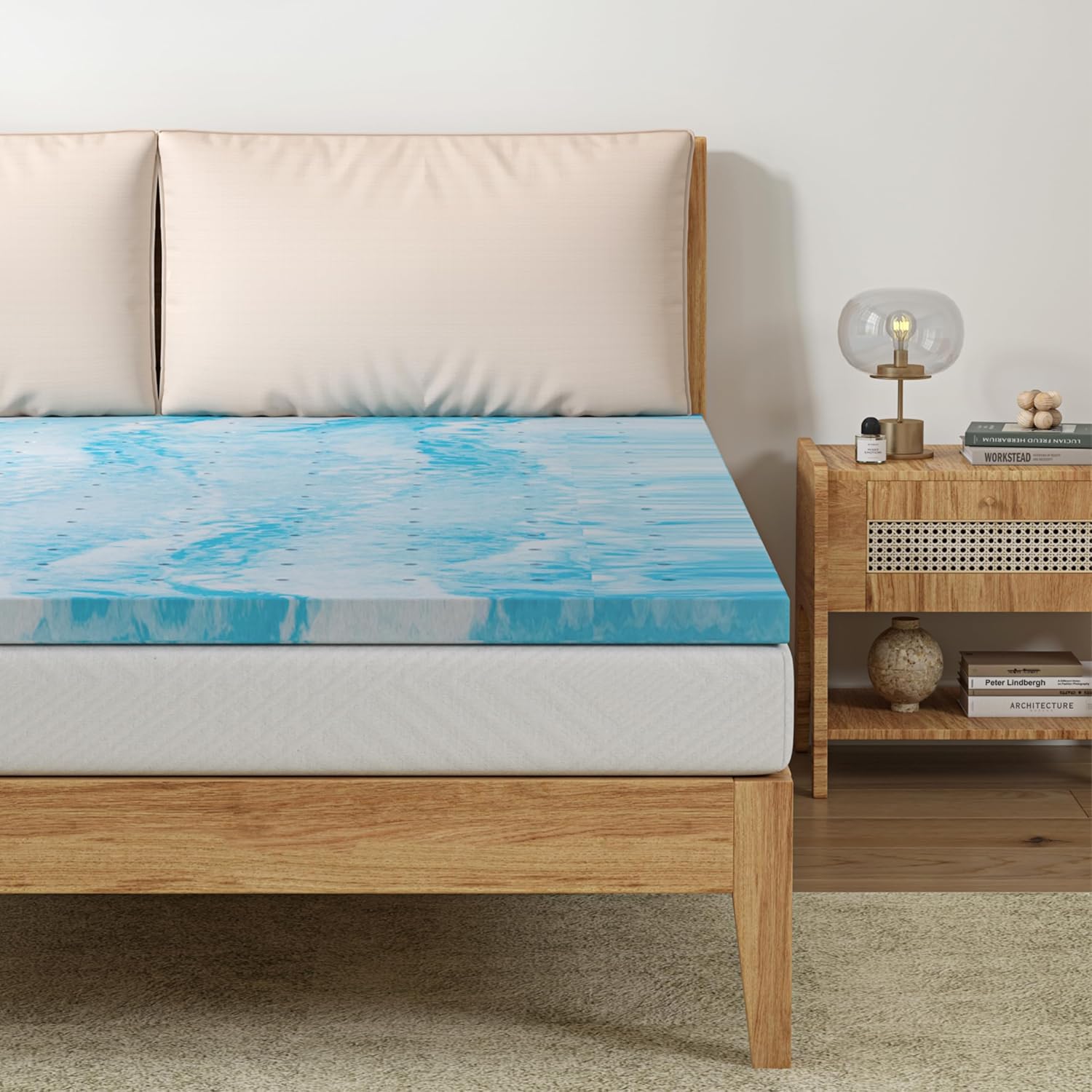 CH CHARME HOUSE 3 Inch Memory Foam Mattress Topper Queen Size, Gel Infused Memory Foam Bed Topper for Back Pain Relief, Cooling Mattress Pad, CertiPUR-US Certified, 80×60" - Grand Goldman