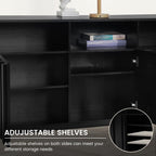 COCO DESIGN 70" Large Buffet Sideboard Cabinet with Fluted Panel Doors, Storage Cabinet with Power Strip and Adjustable Shelves, Modern Farmhouse Accent Console Credenza for Living Room, Black - Grand Goldman