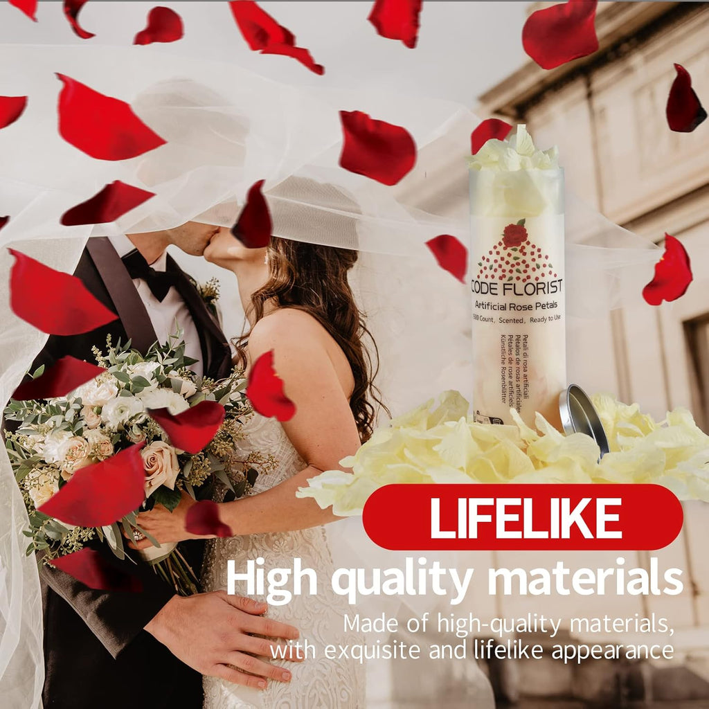 CODE FLORIST 2200 PCS Dark-Red Silk Rose Petals for Valentine's Day,Romantic Night,Wedding,Proposal Anniversary Flower Decorations - Grand Goldman