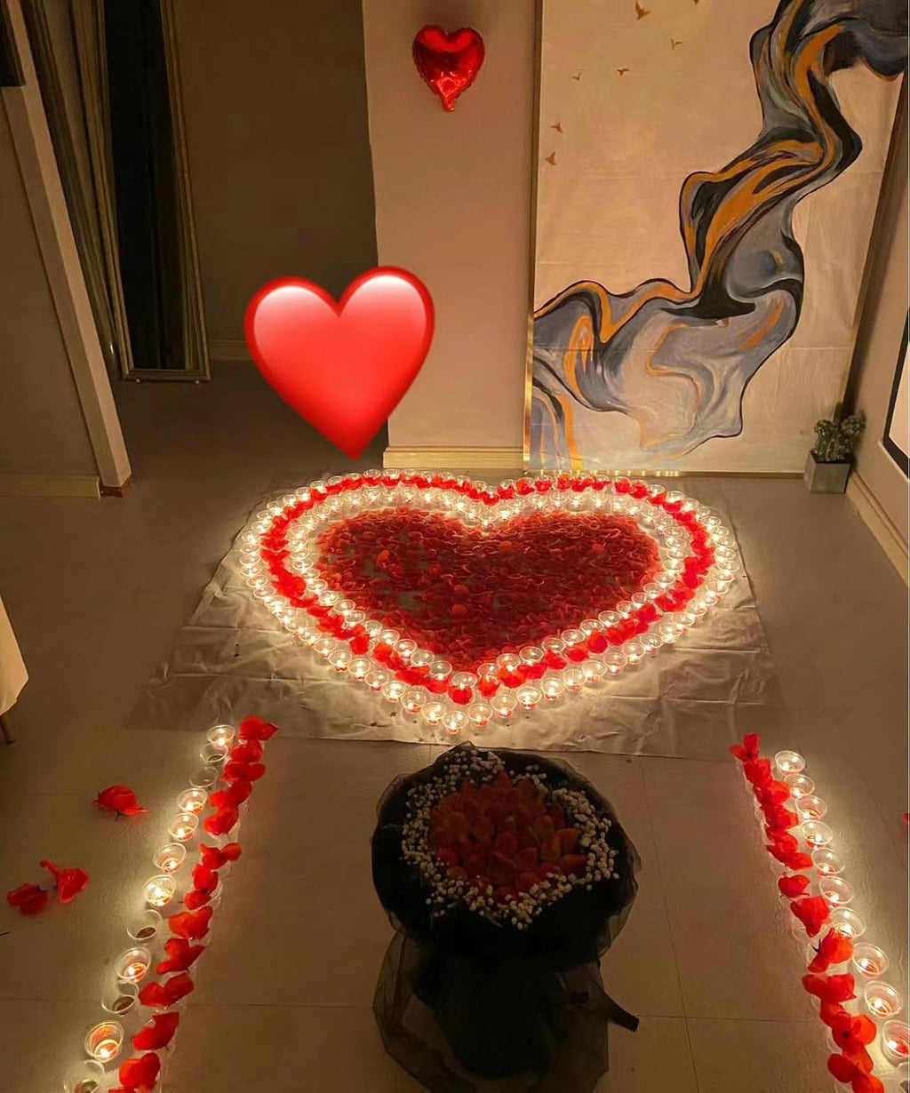 CODE FLORIST 2200 PCS Dark-Red Silk Rose Petals for Valentine's Day,Romantic Night,Wedding,Proposal Anniversary Flower Decorations - Grand Goldman