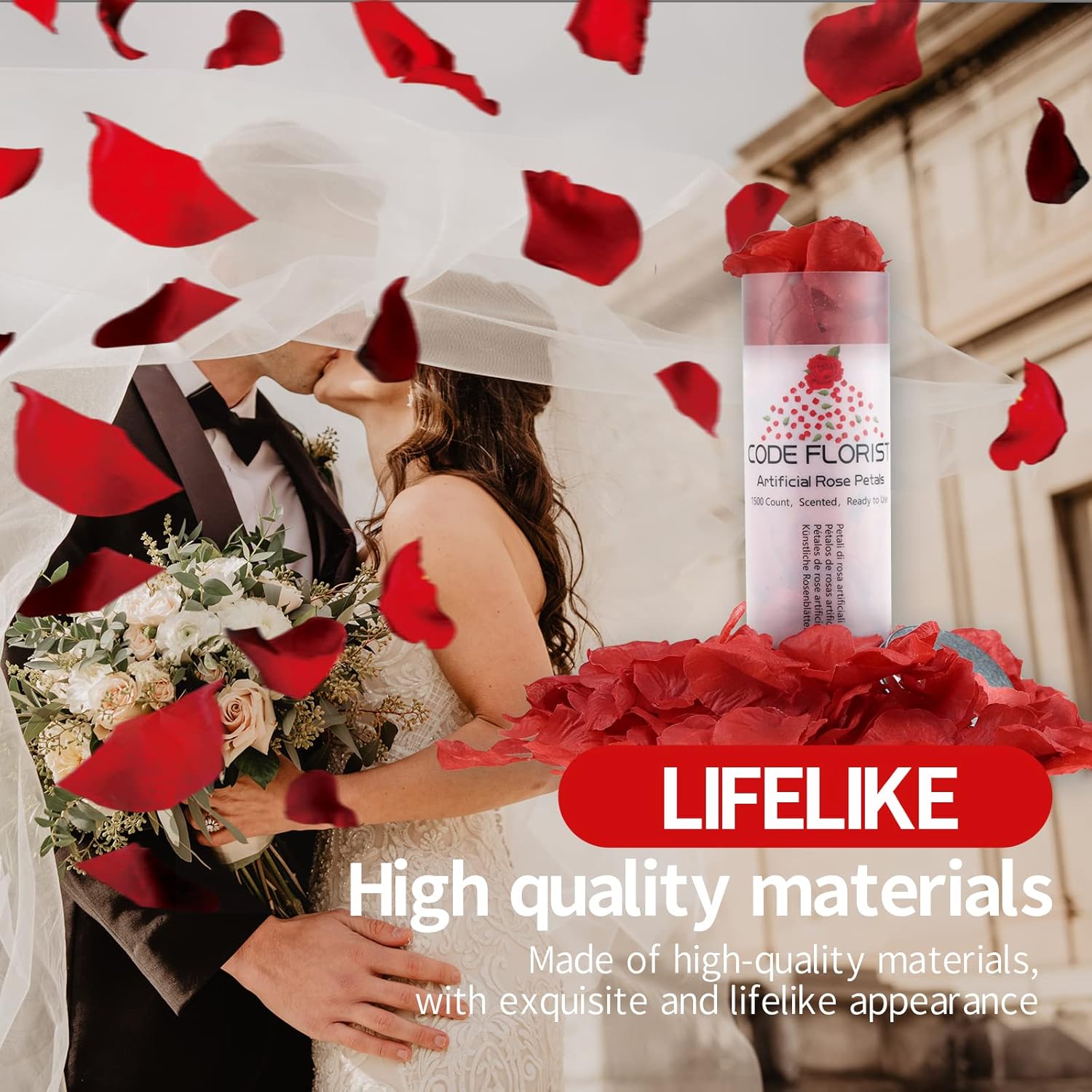 CODE FLORIST 2200 PCS Dark-Red Silk Rose Petals for Valentine's Day,Romantic Night,Wedding,Proposal Anniversary Flower Decorations - Grand Goldman