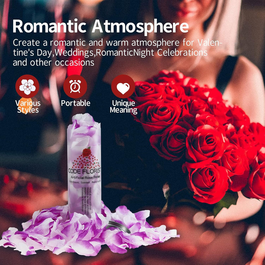 CODE FLORIST 2200 PCS Dark-Red Silk Rose Petals for Valentine's Day,Romantic Night,Wedding,Proposal Anniversary Flower Decorations - Grand Goldman