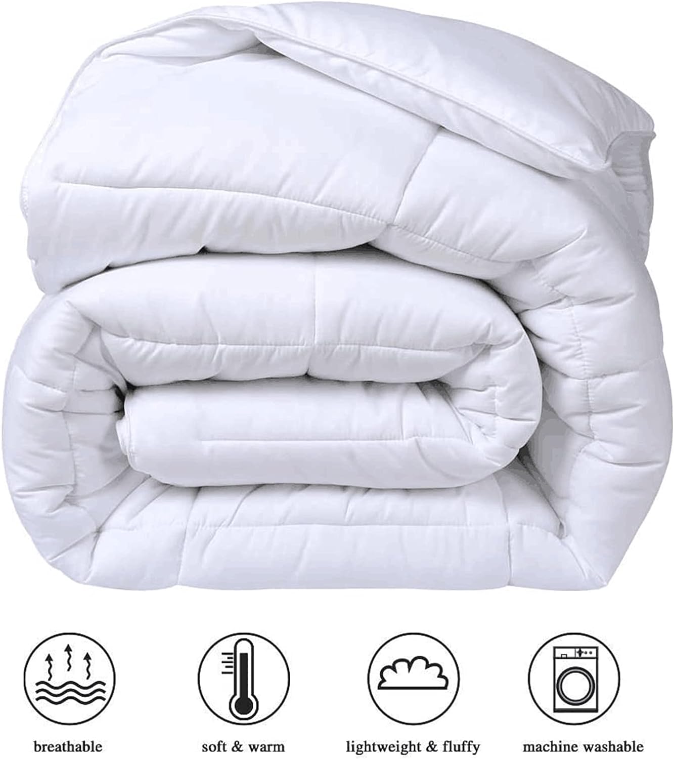 COHOME All Season Queen Cooling Comforter - Premium 2100 Series Down Alternative Comforter - Quilted Duvet Insert with Corner Tabs - Luxury Soft Hotel Comforter - Winter Warm - Reversible - White - Grand Goldman