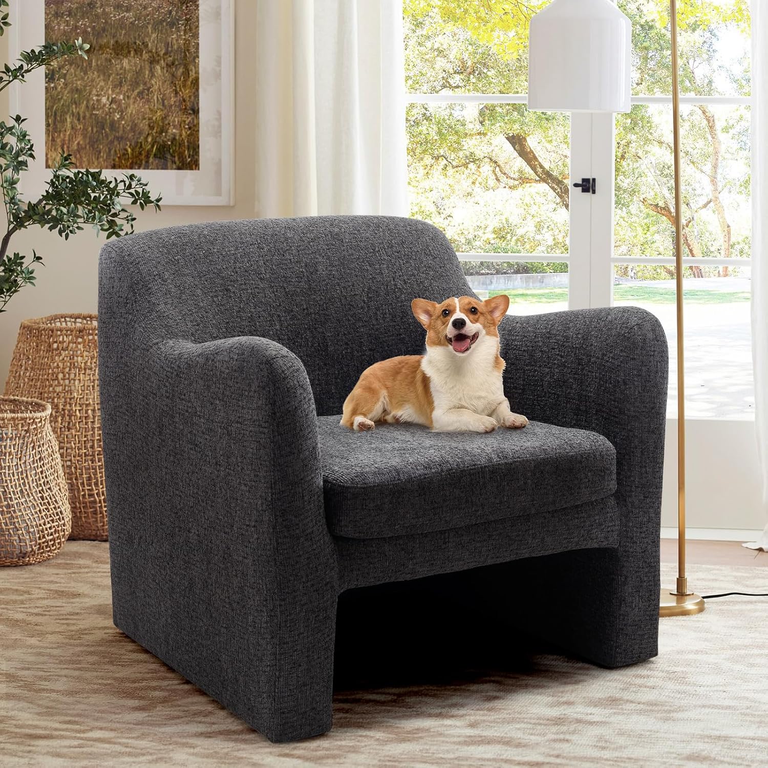 COLAMY Mid Century Modern Accent Chair Set of 2, Comfy Living Room Chair, Black Leather Accent Chair, Faux Leather Reception Armchair with Metal Legs for Living Room Bedroom Reception Office, Black - Grand Goldman