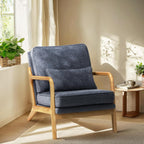 COLAMY Mid Century Modern Accent Chair with Lumbar Pillow, Relaxing Armchair with Solid Wood Frame & Soft Cushion, Reading Leisure Chair for Living Room,Bedroom,Waiting Room（Beige） - Grand Goldman