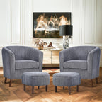 COLAMY Modern Accent Chair with Storage Ottoman, Upholstered Corduroy Barrel Living Room Chair, Armchair Single Sofa for Bedroom/Reading Spaces/Office, Cream - Grand Goldman