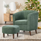 COLAMY Modern Accent Chair with Storage Ottoman, Upholstered Corduroy Barrel Living Room Chair, Armchair Single Sofa for Bedroom/Reading Spaces/Office, Cream - Grand Goldman