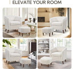 COLAMY Modern Accent Chair with Storage Ottoman, Upholstered Corduroy Barrel Living Room Chair, Armchair Single Sofa for Bedroom/Reading Spaces/Office, Cream - Grand Goldman