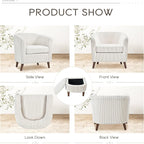 COLAMY Modern Accent Chair with Storage Ottoman, Upholstered Corduroy Barrel Living Room Chair, Armchair Single Sofa for Bedroom/Reading Spaces/Office, Cream - Grand Goldman