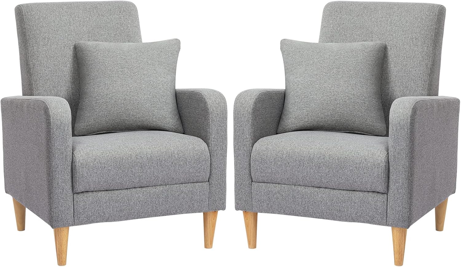 COLAMY Modern Upholstered Accent Chair Armchair with Pillow, Fabric Reading Living Room Side Chair,Single Sofa with Lounge Seat and Wood Legs, Yellow - Grand Goldman