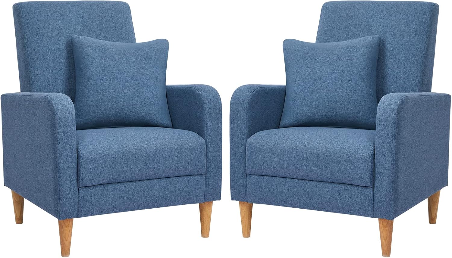 COLAMY Modern Upholstered Accent Chair Armchair with Pillow, Fabric Reading Living Room Side Chair,Single Sofa with Lounge Seat and Wood Legs, Yellow - Grand Goldman