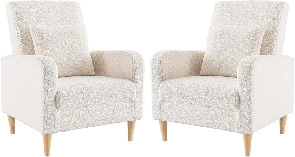 COLAMY Modern Upholstered Accent Chair Armchair with Pillow, Fabric Reading Living Room Side Chair,Single Sofa with Lounge Seat and Wood Legs, Yellow - Grand Goldman