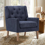 COLAMY Modern Wingback Living Room Chair, Upholstered Fabric Accent Armchair, Single Sofa Chair with Lounge Seat and Wood Legs for Bedroom/Office/Reading Spaces, Beige - Grand Goldman