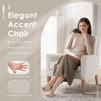 COLAMY Modern Wingback Living Room Chair, Upholstered Fabric Accent Armchair, Single Sofa Chair with Lounge Seat and Wood Legs for Bedroom/Office/Reading Spaces, Beige - Grand Goldman