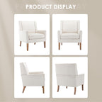 COLAMY Modern Wingback Living Room Chair, Upholstered Fabric Accent Armchair, Single Sofa Chair with Lounge Seat and Wood Legs for Bedroom/Office/Reading Spaces, Beige - Grand Goldman