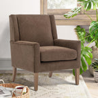 COLAMY Modern Wingback Living Room Chair, Upholstered Fabric Accent Armchair, Single Sofa Chair with Lounge Seat and Wood Legs for Bedroom/Office/Reading Spaces, Beige - Grand Goldman