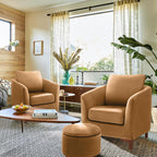 COLAMY Sherpa Accent Chair with Storage Ottoman Set, Upholstered Barrel Arm Chair with Footrest, Modern Living Room Chair with Back Pillow, Cream - Grand Goldman