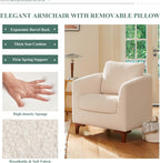 COLAMY Sherpa Accent Chair with Storage Ottoman Set, Upholstered Barrel Arm Chair with Footrest, Modern Living Room Chair with Back Pillow, Cream - Grand Goldman