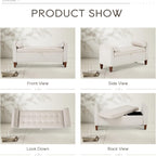 COLAMY Tufted Storage Bench for Bedroom End, 48 Inch Modern Upholstered Storage Ottoman with Arms and Bolster Pillows for Bedroom, Living Room, Entryway, Beige - Grand Goldman