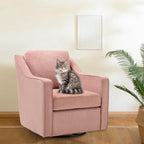 COLAMY Upholstered 360° Swivel Accent Chair Set of 2 with Track Arms, Thick Padded Arm Chair Solid Metal Base, Mid-Century Sofa Chair Modern Reading Chair for Living Room and Bedroom, Beige - Grand Goldman