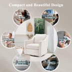 COLAMY Upholstered 360° Swivel Accent Chair Set of 2 with Track Arms, Thick Padded Arm Chair Solid Metal Base, Mid-Century Sofa Chair Modern Reading Chair for Living Room and Bedroom, Beige - Grand Goldman