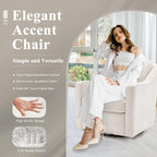 COLAMY Upholstered 360° Swivel Accent Chair Set of 2 with Track Arms, Thick Padded Arm Chair Solid Metal Base, Mid-Century Sofa Chair Modern Reading Chair for Living Room and Bedroom, Beige - Grand Goldman